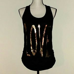LOVE Black and Sheer Cheetah Print Tank Top
